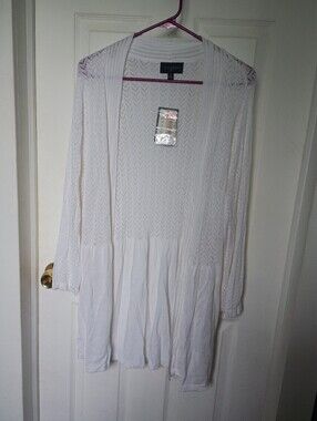 Investments Beachy White Open-Knit Cardigan